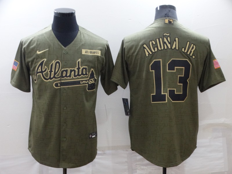 Atlanta Braves Olive Salute To Service MLB Jersey