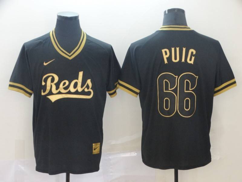 Cincinnati Reds Black Gold Retro MLB Jersey