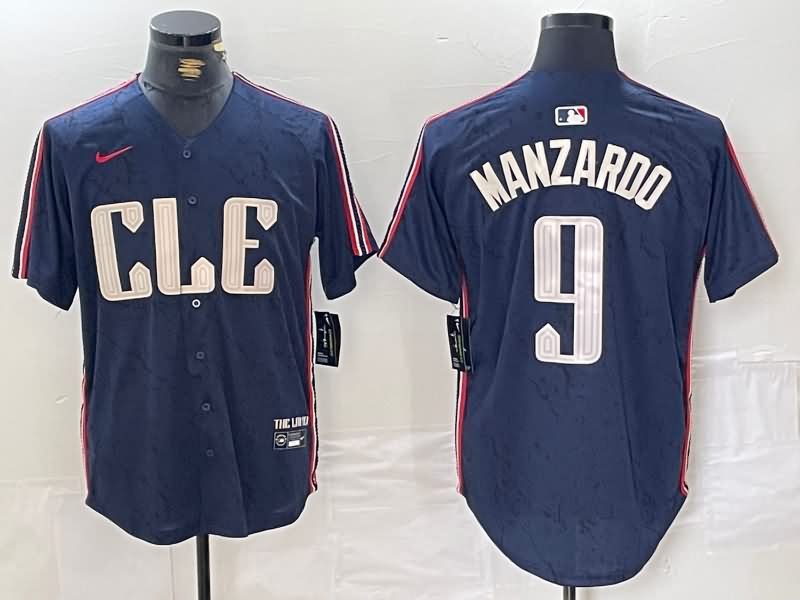 Cleveland Indians Dark Blue MLB Jersey 04