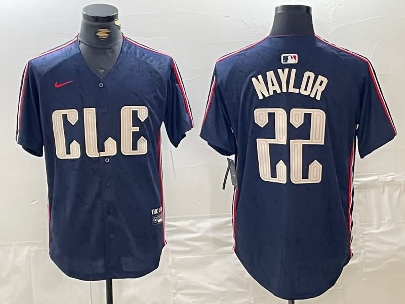 Cleveland Indians Dark Blue MLB Jersey 04