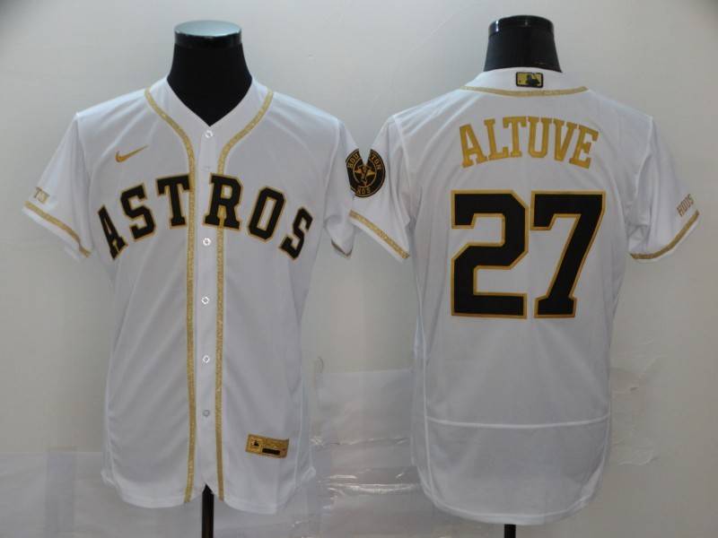 Houston Astros White Gold Elite MLB Jersey