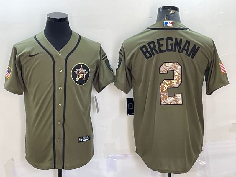 Houston Astros Olive Salute To Service MLB Jersey