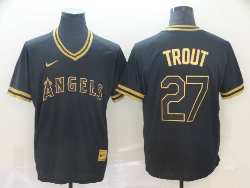 Los Angeles Angels Black Gold Retro MLB Jersey