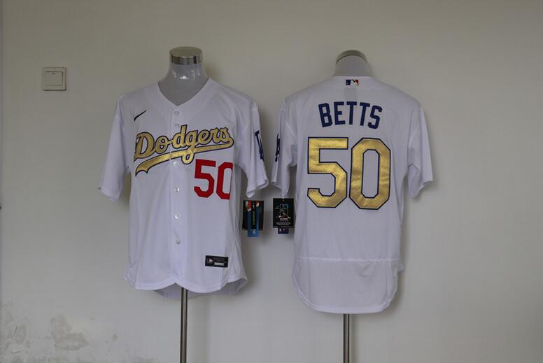 Los Angeles Dodgers White Gold Champion Elite MLB Jersey