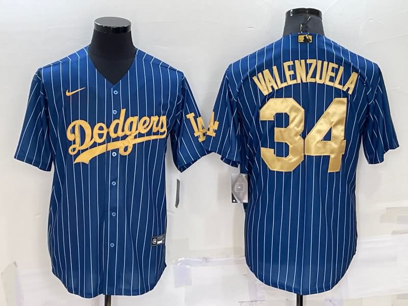 Los Angeles Dodgers Dark Blue Gold Retro MLB Jersey