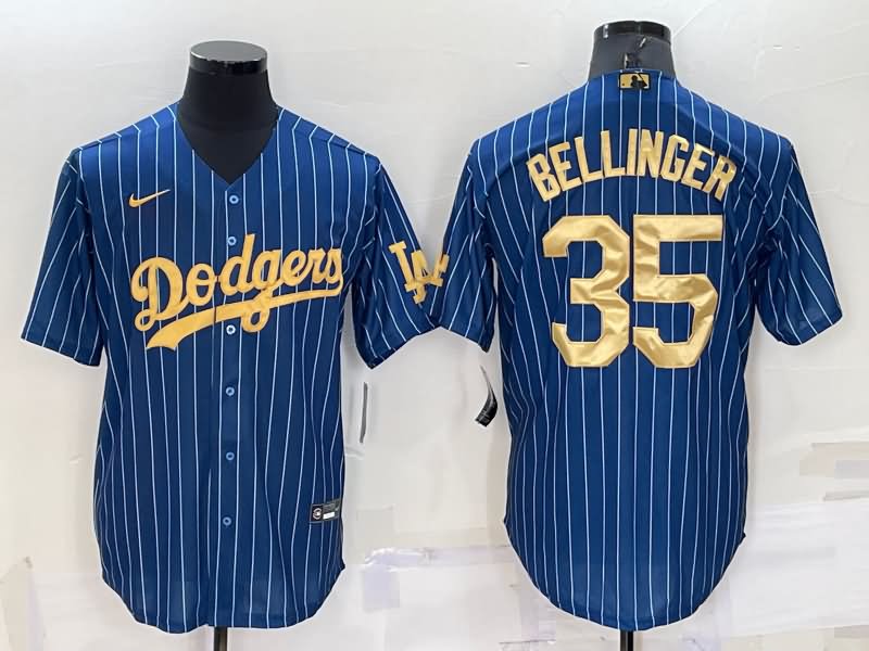 Los Angeles Dodgers Dark Blue Gold Retro MLB Jersey