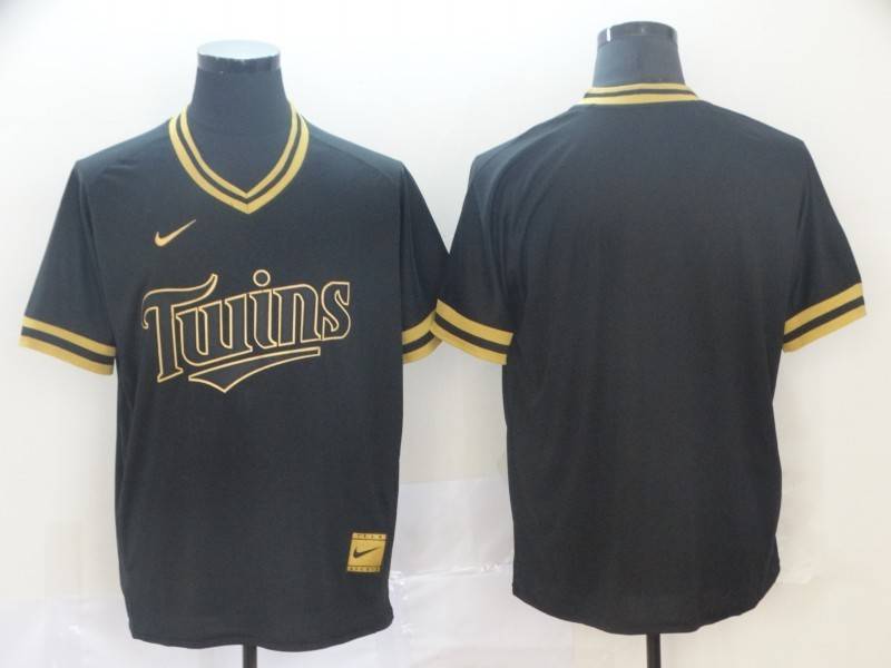 Minnesota Twins Black Gold Retro MLB Jersey