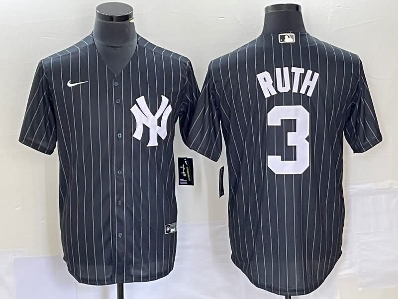 New York Yankees Black Retro MLB Jersey 02