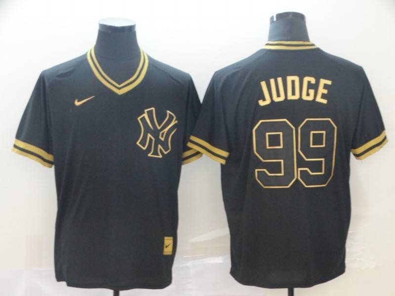 New York Yankees Black Gold Retro MLB Jersey