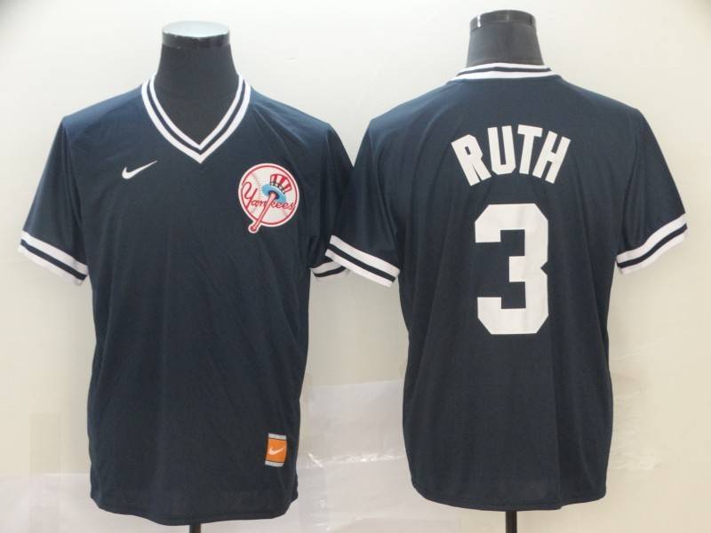 New York Yankees Dark Blue Retro MLB Jersey