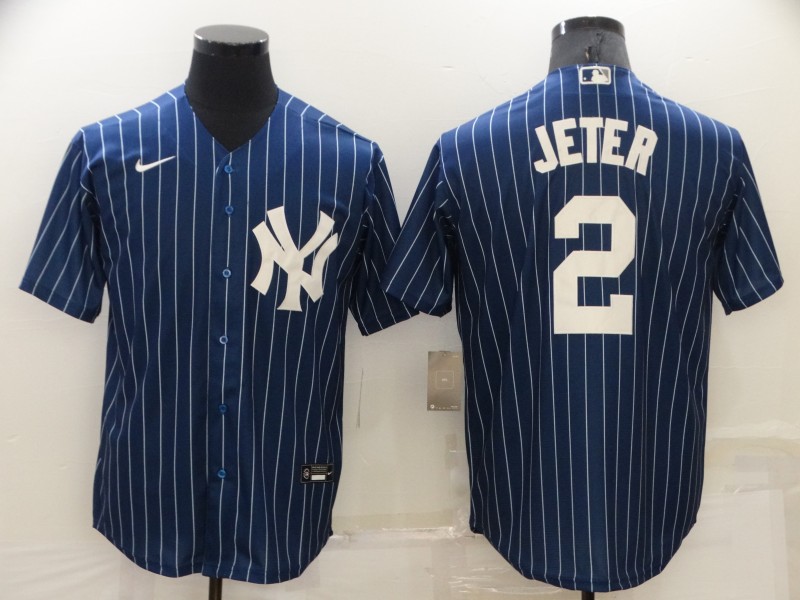 New York Yankees Dark Blue Retro MLB Jersey 02