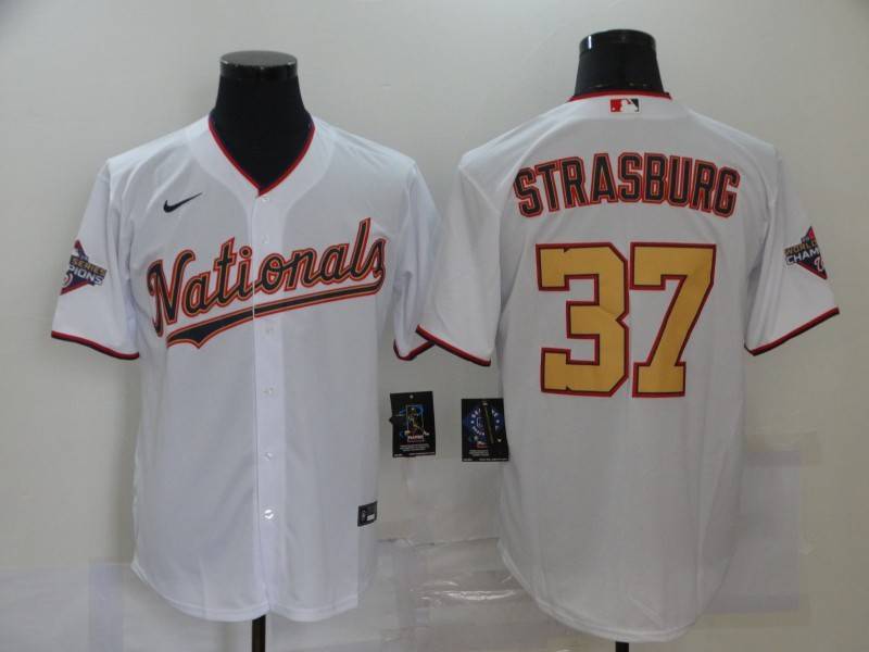 Washington Nationals White Gold MLB Jersey