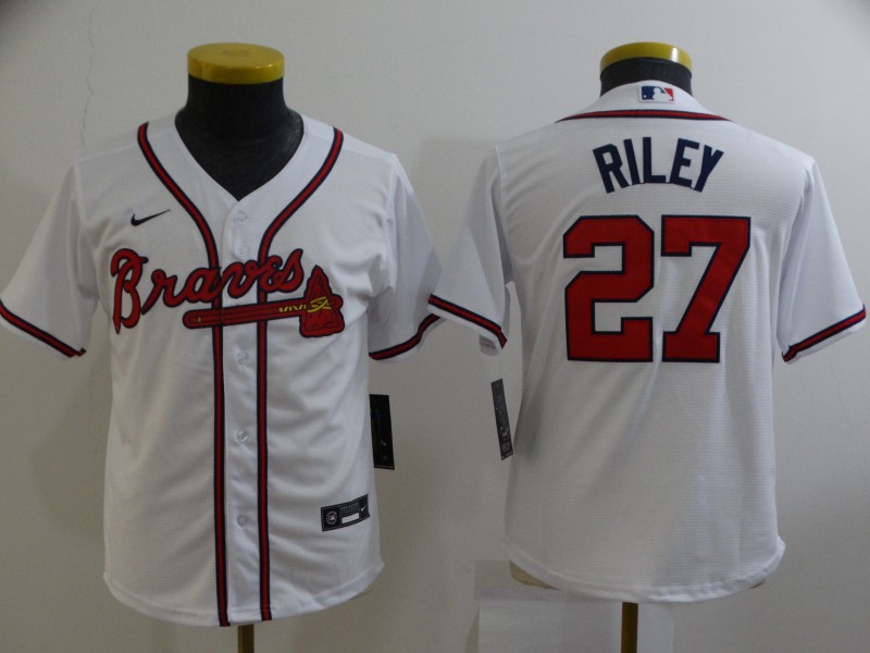 Atlanta Braves Kids RILEY #27 White MLB Jersey
