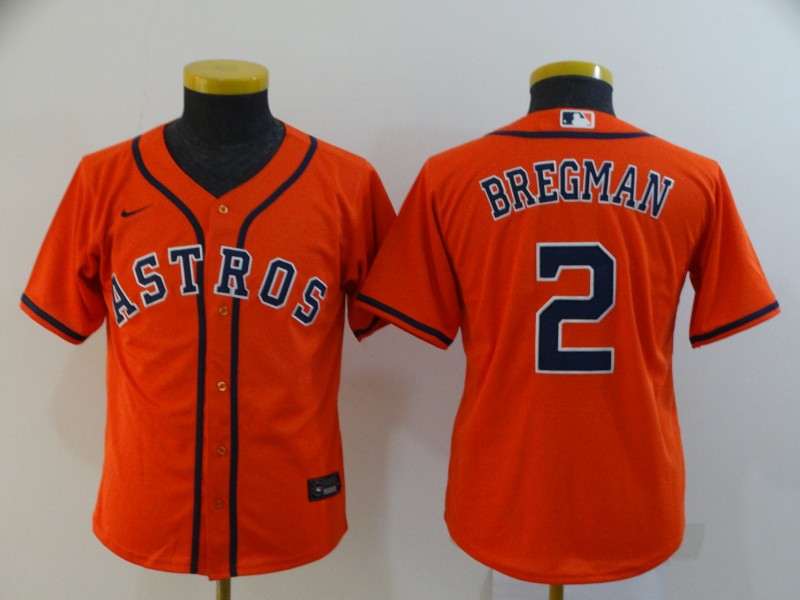 Houston Astros Kids BREGMAN #2 Orange MLB Jersey
