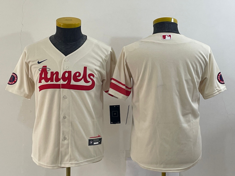 Los Angeles Angels Kids Custom Cream MLB Jersey