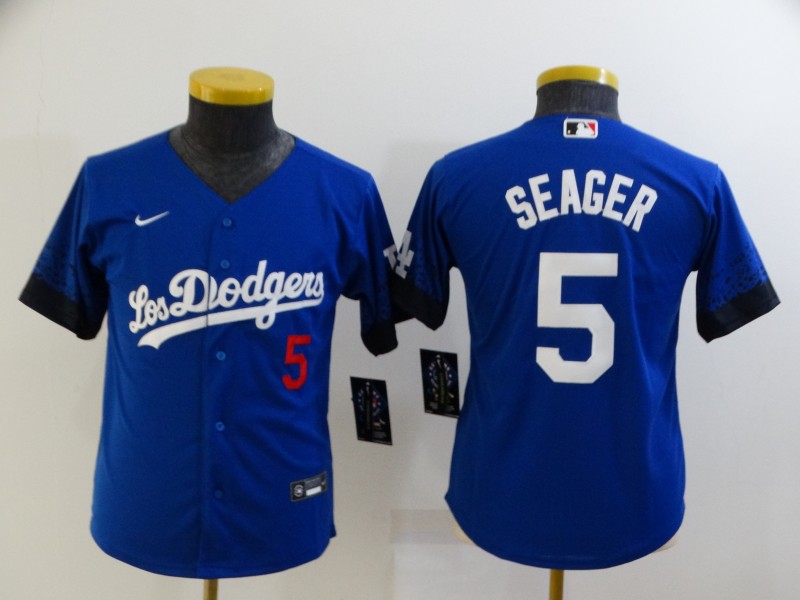 Los Angeles Dodgers Kids SEAGER #5 Blue MLB Jersey