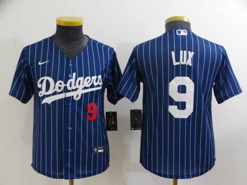 Los Angeles Dodgers Kids LUX #9 Dark Blue Retro MLB Jersey