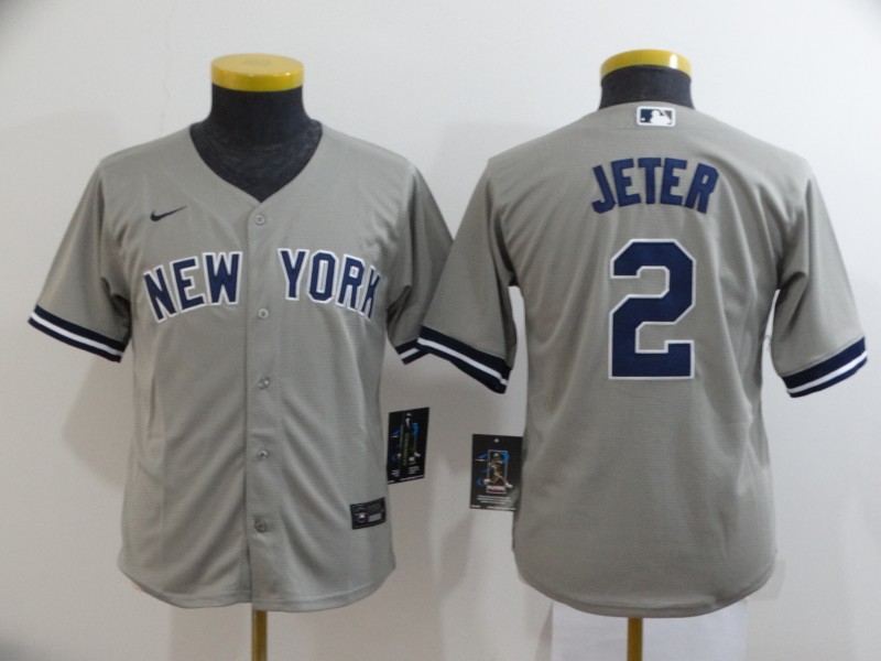 New York Yankees Kids JETER #2 Grey MLB Jersey