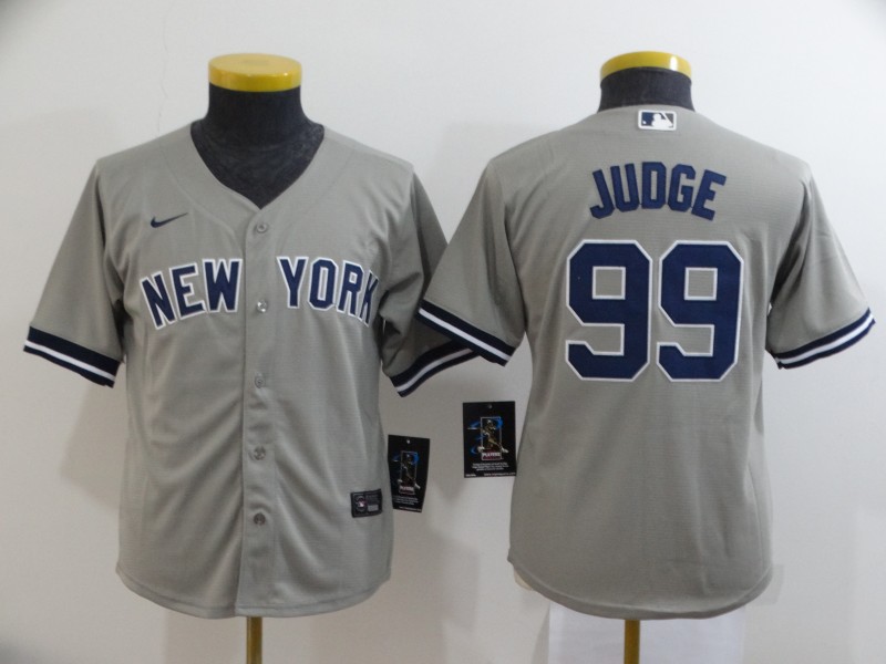 New York Yankees Kids JUDGE #99 Grey MLB Jersey