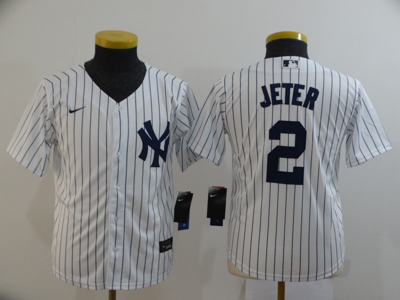 New York Yankees Kids JETER #2 White MLB Jersey