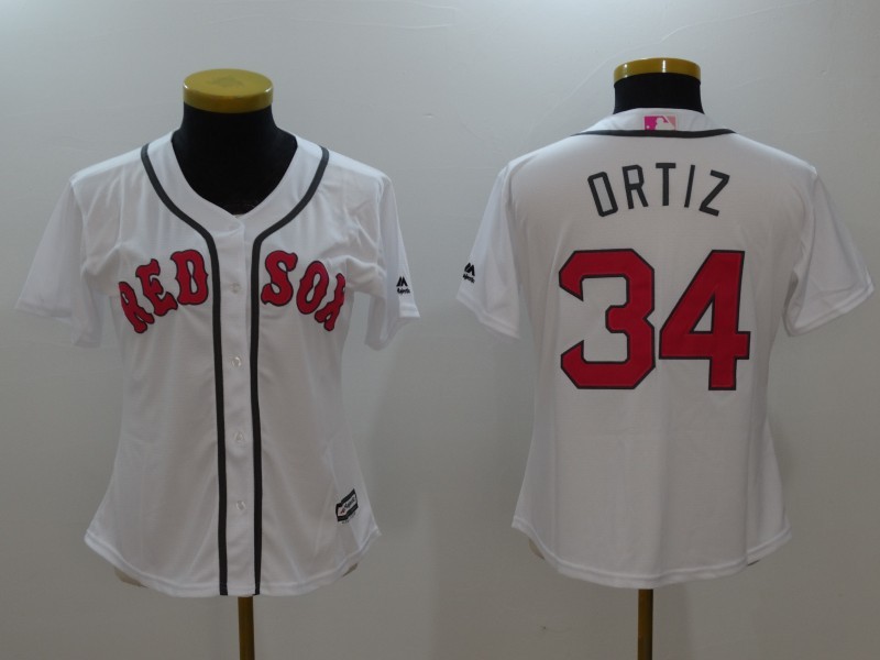 Boston Red Sox ORTIZ #34 White Women MLB Jersey