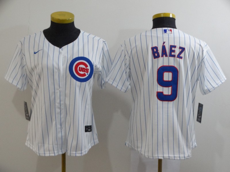 Chicago Cubs BAEZ #9 White Women Baseball Jersey