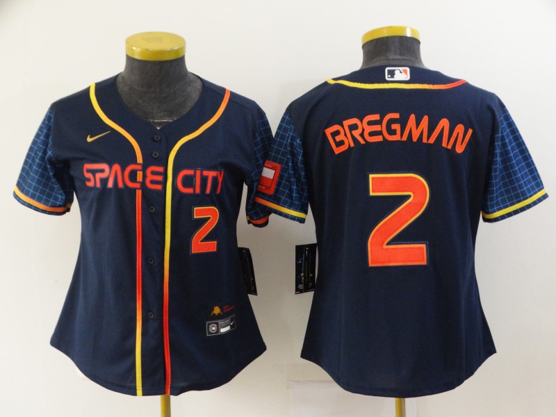 Houston Astros BREGMAN #2 Dark Blue Women MLB Jersey 03
