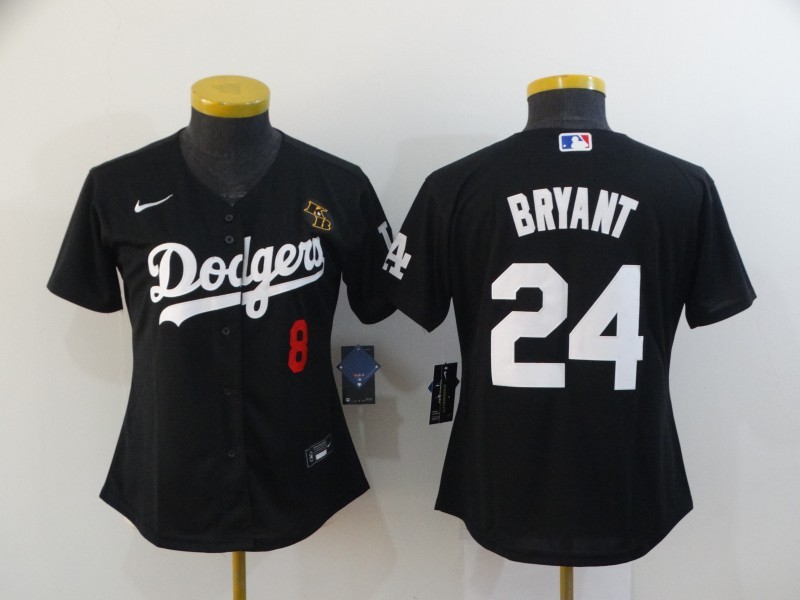 Los Angeles Dodgers BRYANT #8 #24 Black Women Baseball Jersey