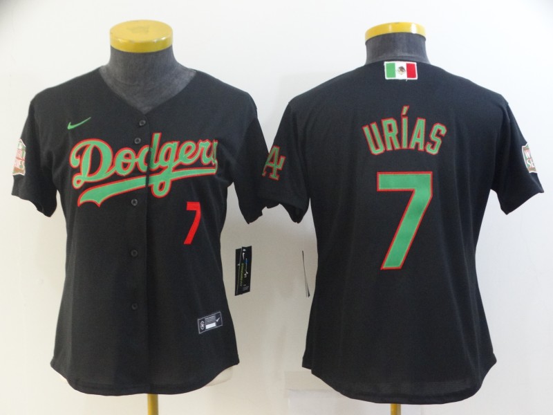 Los Angeles Dodgers URIAS #7 Black Green Women Baseball Jersey