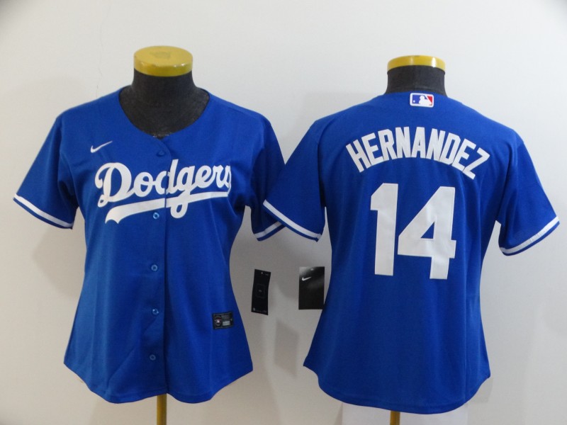 Los Angeles Dodgers HERNANDEZ #14 Blue Women Baseball Jersey