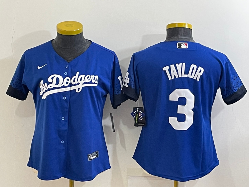 Los Angeles Dodgers TAYLOR #3 Blue Women MLB Jersey
