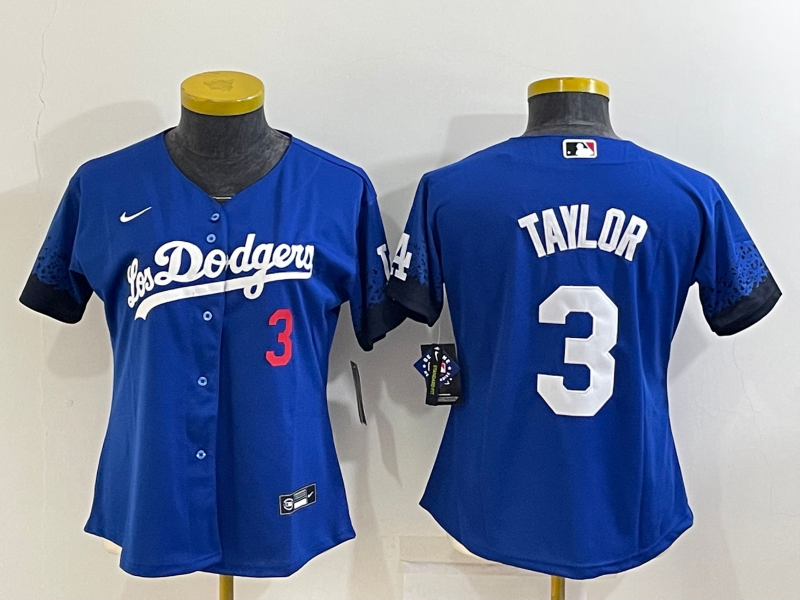 Los Angeles Dodgers TAYLOR #3 Blue Women MLB Jersey 02