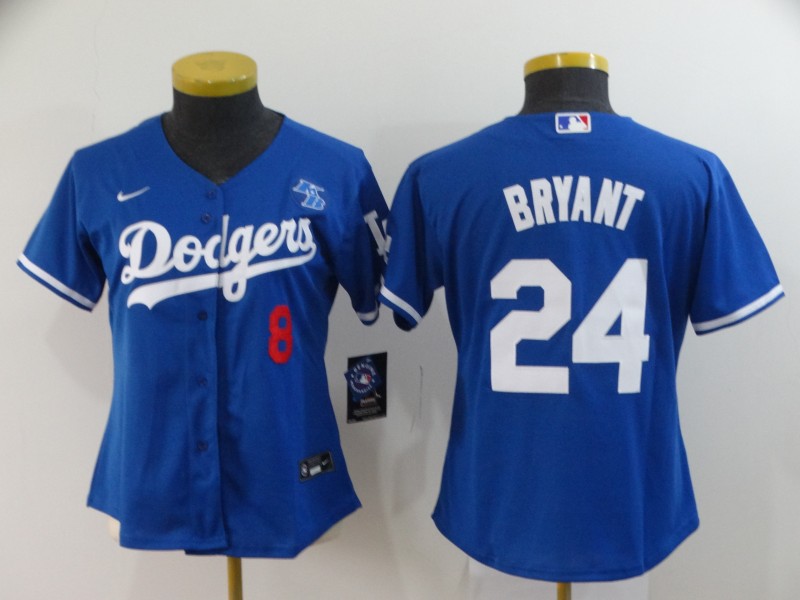Los Angeles Dodgers BRYANT #8 #24 Blue Women Baseball Jersey