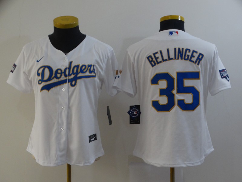 Los Angeles Dodgers BELLINGER #35 White Champion Women Baseball Jersey