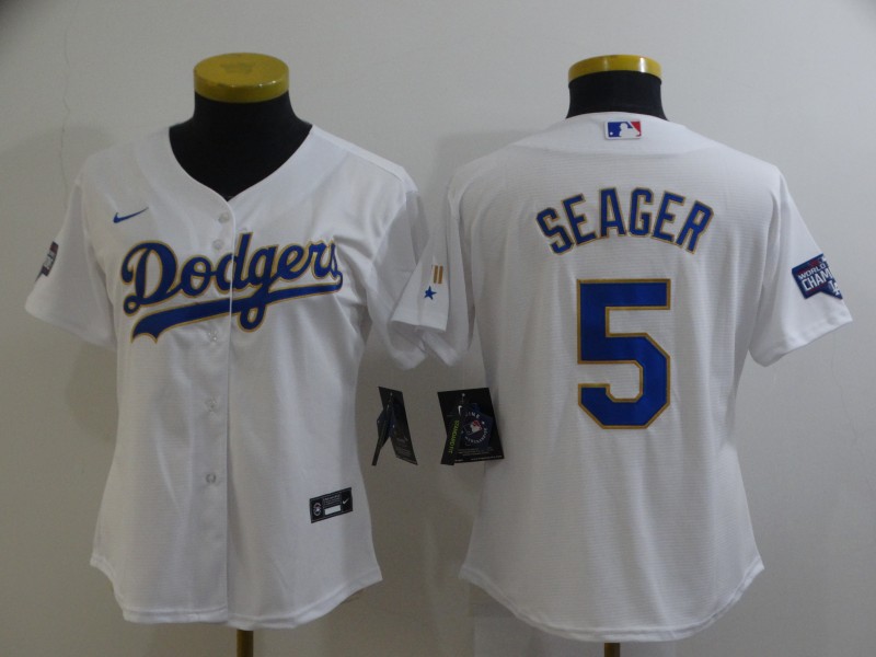 Los Angeles Dodgers SEAGER #5 White Champion Women Baseball Jersey