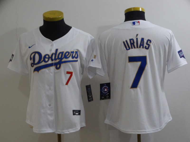 Los Angeles Dodgers URIAS #7 White Champion Women Baseball Jersey 02