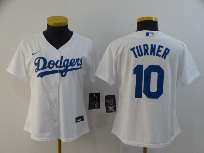 Los Angeles Dodgers TURNER #10 White Women Baseball Jersey