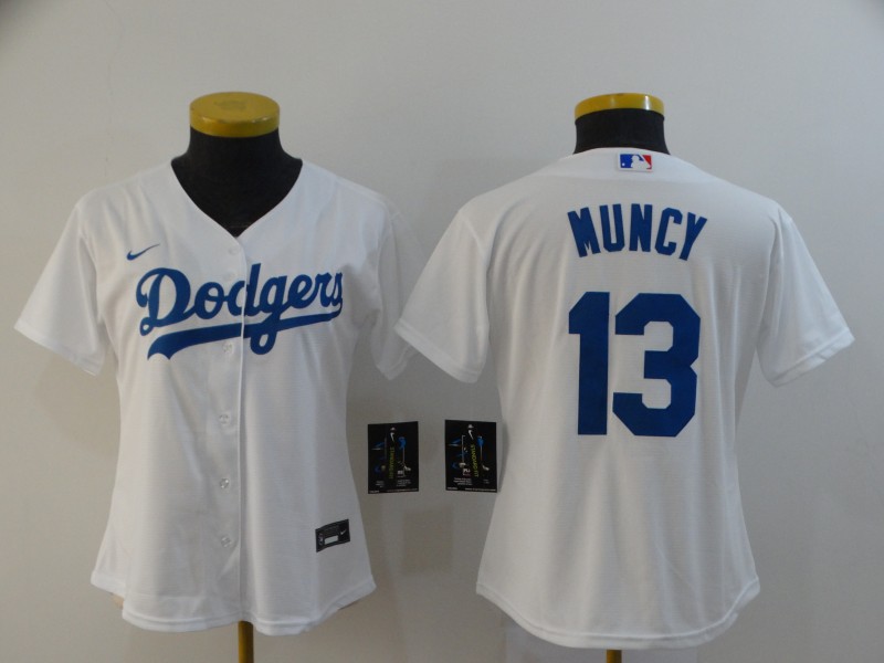 Los Angeles Dodgers MUNCY #13 White Women Baseball Jersey