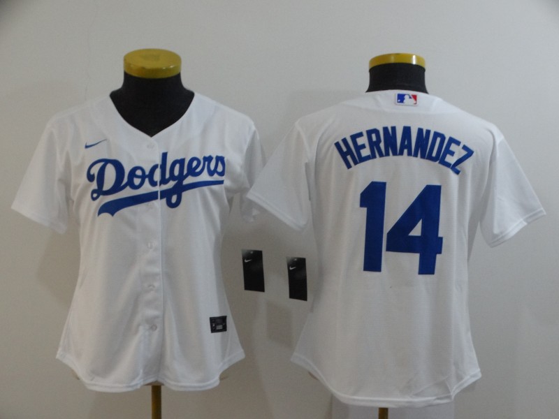 Los Angeles Dodgers HERNANDEZ #14 White Women Baseball Jersey