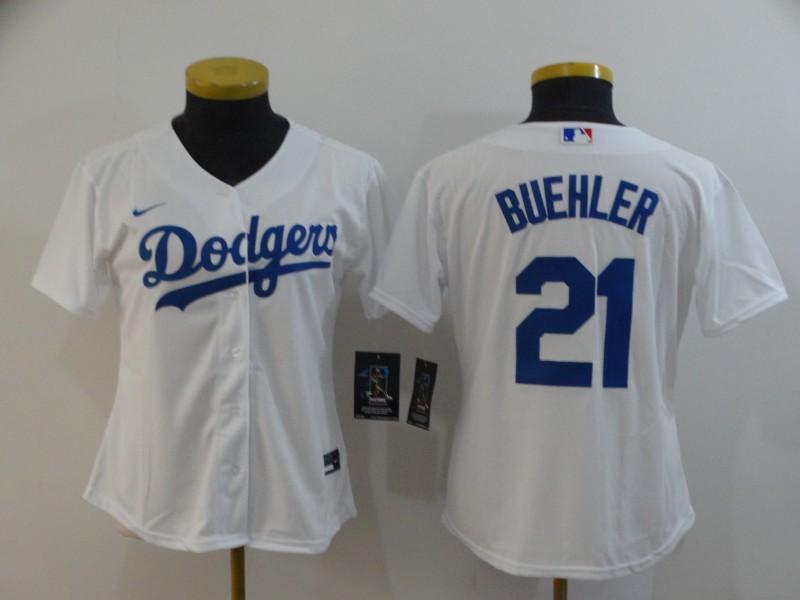 Los Angeles Dodgers BUEHLER #21 White Women Baseball Jersey