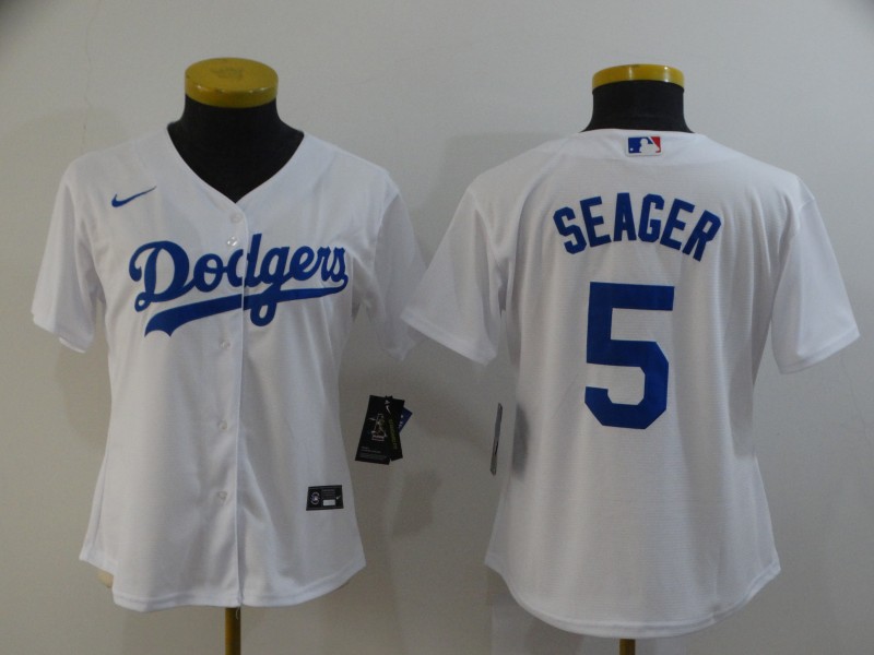 Los Angeles Dodgers SEAGER #5 White Women Baseball Jersey