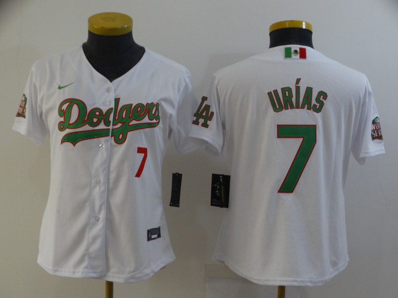 Los Angeles Dodgers URIAS #7 White Green Women Baseball Jersey