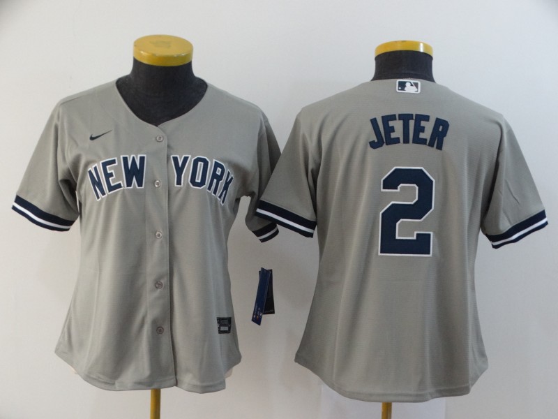 New York Yankees JETER #2 Grey Women Baseball Jersey
