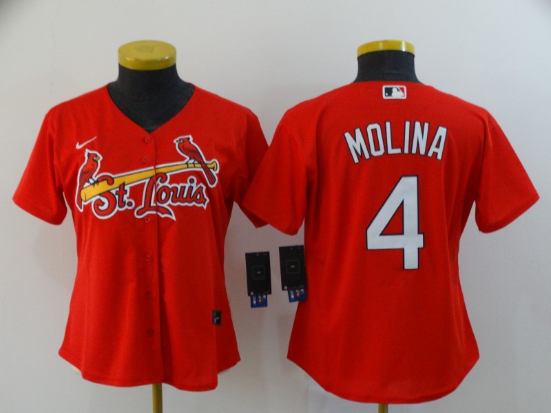 St. Louis Cardinals MOLINA #4 Red Women Baseball Jersey