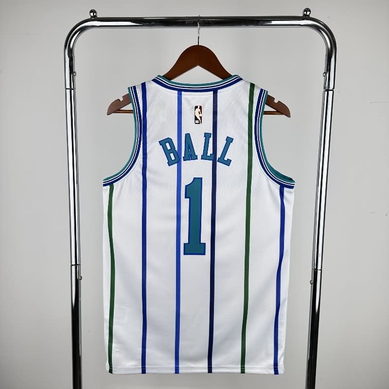 Charlotte Hornets 18/19 White AJ Basketball Jersey (Hot Press)