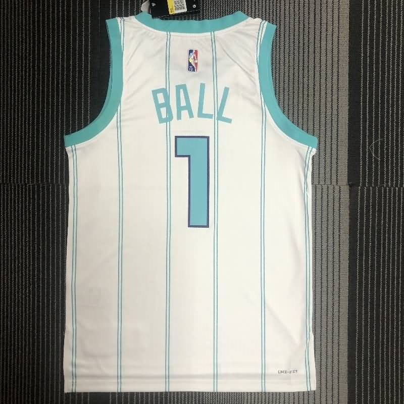 Charlotte Hornets 21/22 White AJ Basketball Jersey (Hot Press)