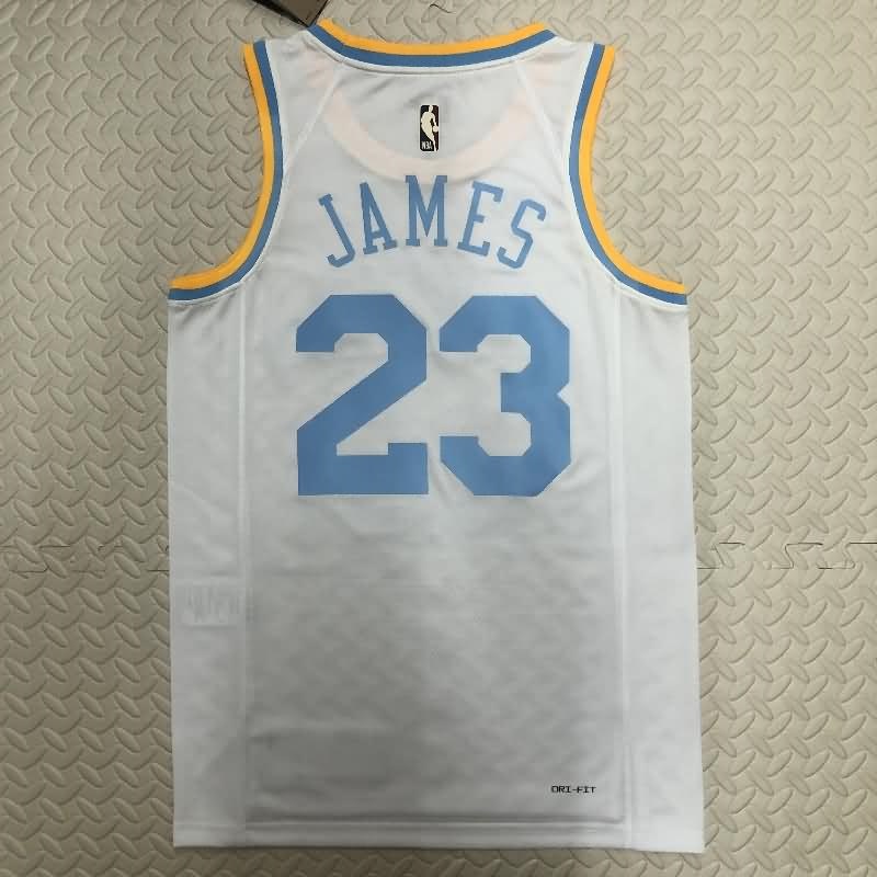 Los Angeles Lakers White Classics Basketball Jersey 02 (Hot Press)