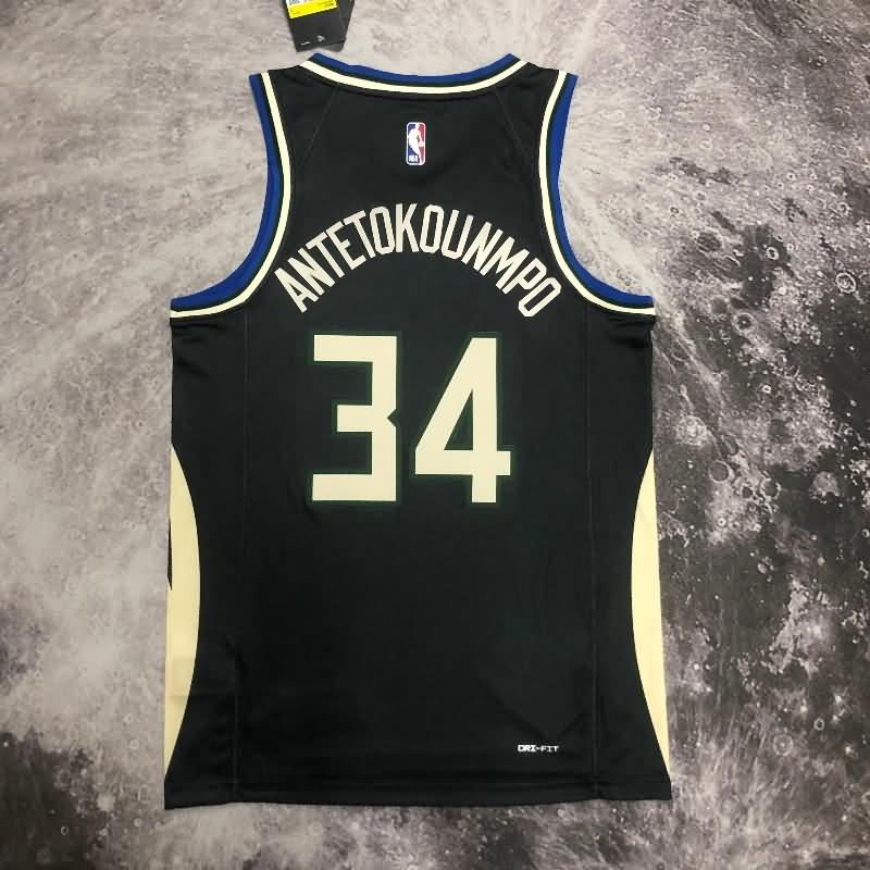 Milwaukee Bucks 22/23 Black AJ Basketball Jersey (Hot Press)