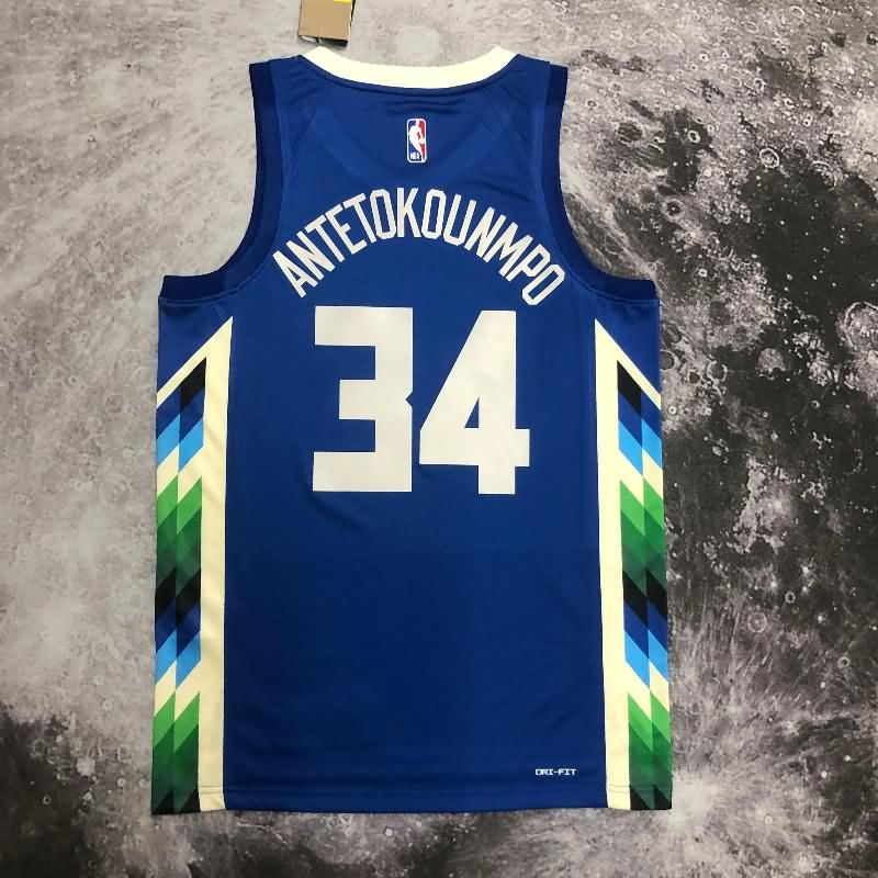 Milwaukee Bucks 22/23 Blue City Basketball Jersey (Hot Press)