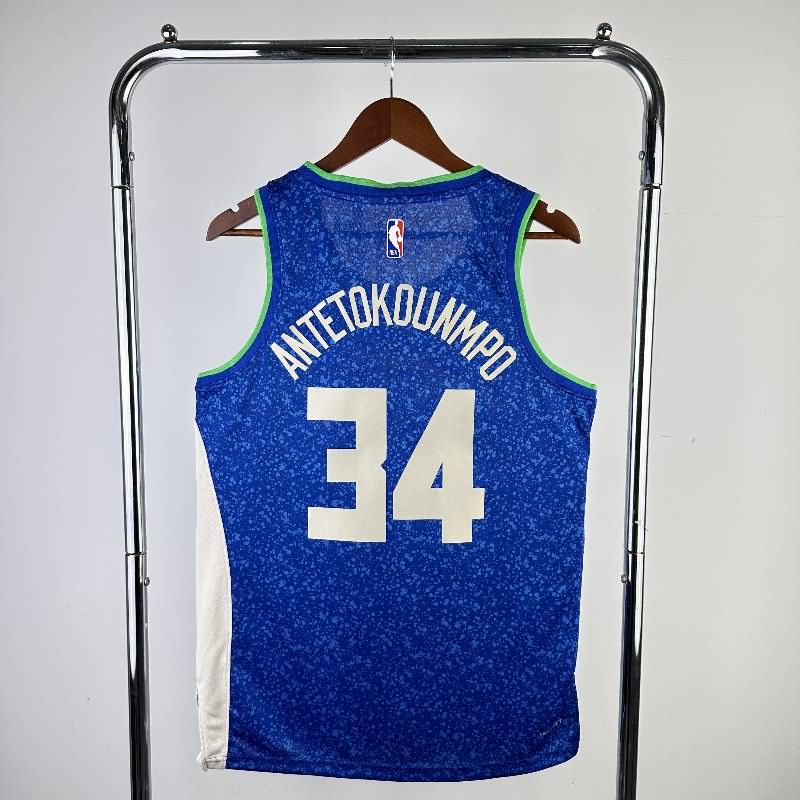 Milwaukee Bucks 23/24 Blue City Basketball Jersey (Hot Press)